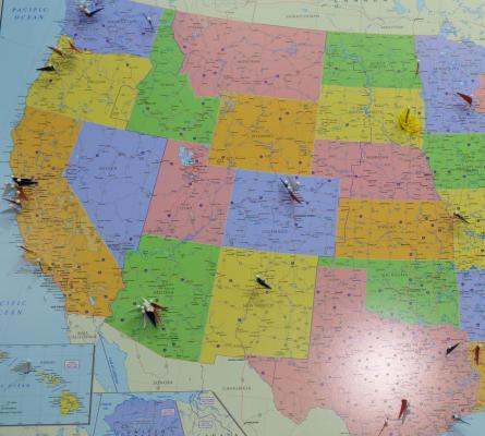 NSF Grant Information: US map with collaborative pins