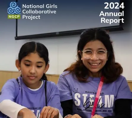 Annual Report 2024 - Two girls wearing purple tshirts