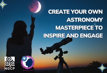 Create Your Own Astronomy Masterpiece to Inspire and Engage  - sillhouette of person pointing at the moon next to a telescope