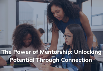 The power of mentoring: unlocking potential through connection. Photo of woman with two teen girls at a desk