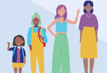 Illustration of diverse girls and women