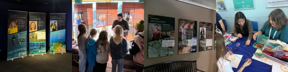 Images of IF/THEN Champions Network member organizations displaying materials during programming